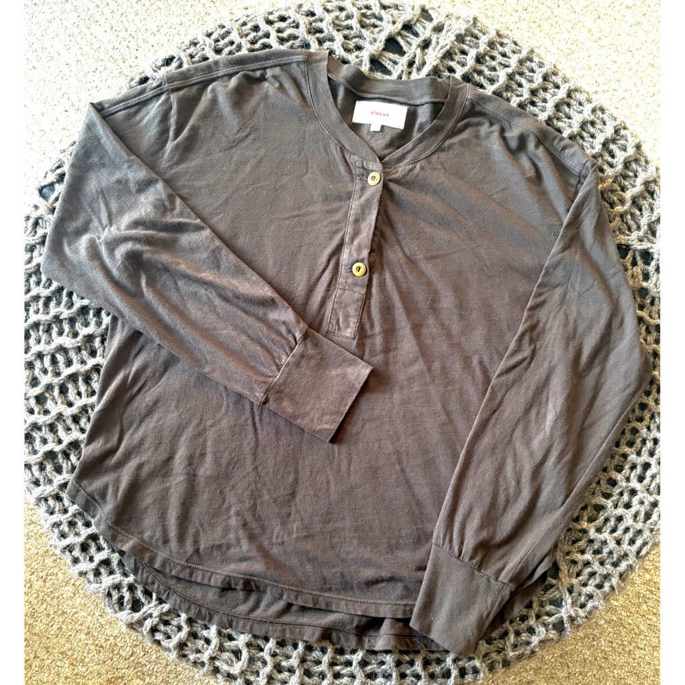 Xirena Brook Henley Top In Brown || 100% Cotton Long Sleeve Relaxed Fit XS